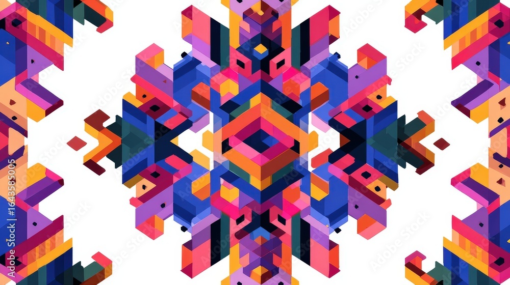 Aufkleber geometric patterns: intricate geometric patterns with sharp angles, clean lines, and bold colors, is