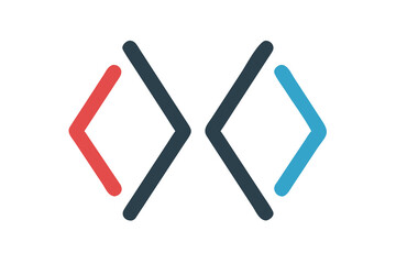 Obraz premium Abstract geometric shapes resembling code brackets on a dark background