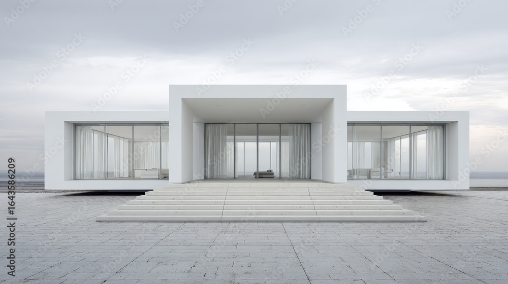 Poster minimalist architecture: clean and simple minimalist architecture with large windows and open spaces
