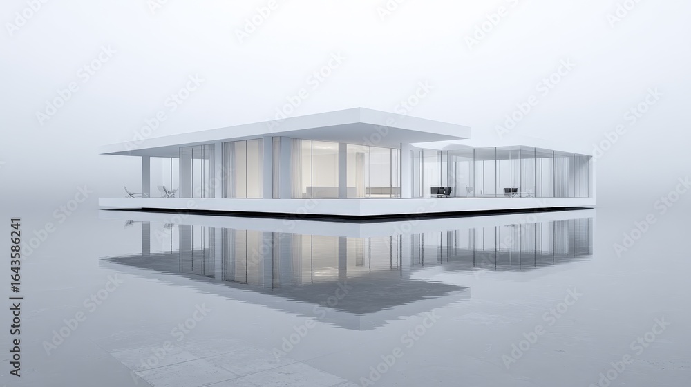 Poster minimalist architecture: clean and simple minimalist architecture with large windows and open spaces