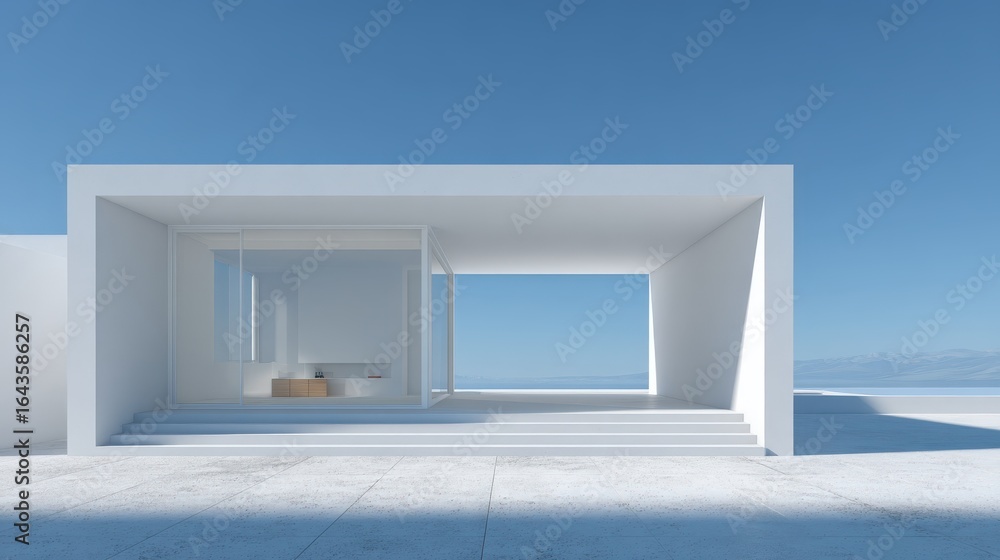 Poster minimalist architecture: clean and simple minimalist architecture with large windows and open spaces