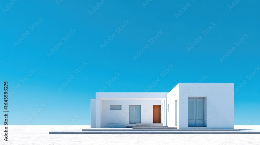 Poster minimalist architecture: clean, minimalist architecture with open spaces and contemporary design, is