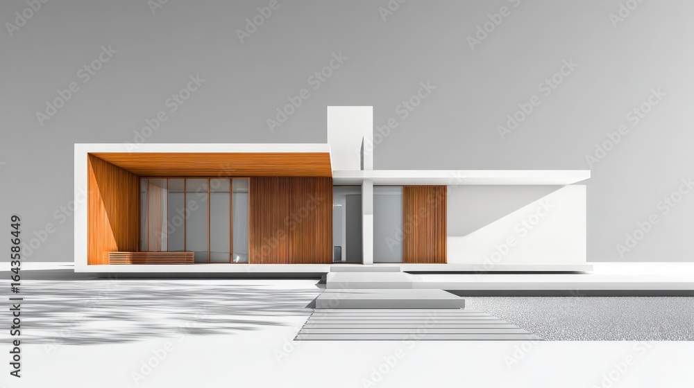 Poster minimalist architecture: clean, minimalist architecture with open spaces, natural materials, and mod