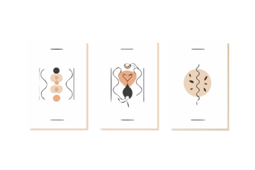 Three abstract minimalist illustrations of anatomical human body parts