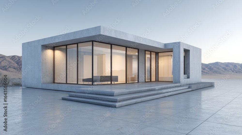Poster minimalist architecture: elegant minimalist architecture with clean lines, large windows, and simple