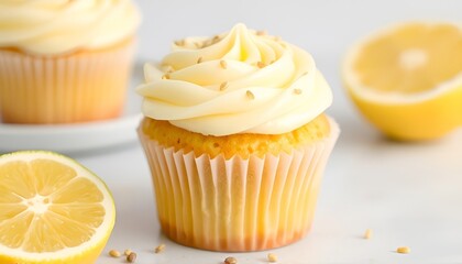 Lemon and Poppyseed Cupcake Bright and citrusy lemon cupcake fil