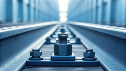 Close-Up of a Locking Connector Secured on Industrial Rail Tracks