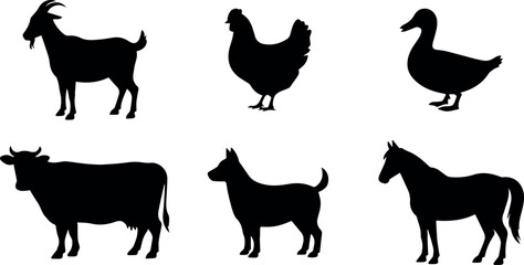 Farm animal silhouette illustration isolated on transparent background