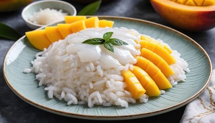 Flavorful african jollof rice served in a rustic wooden bowl, garnished with fresh basil and accompanied by red and yellow bell peppers and chili