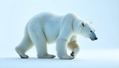 Fototapeta premium Polar white bear walking isolated 