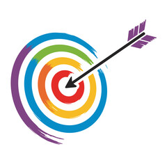 Colorful target symbol with arrow for marketing, business presentations, and goal achievement 
