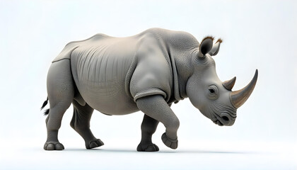 Fototapeta premium rhinoceros walking isolated on white background