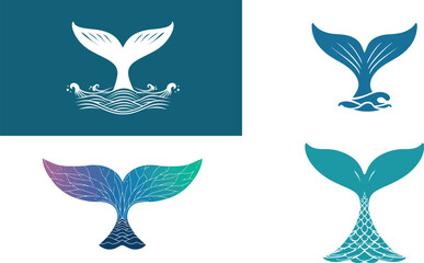 Colorful mermaid tails, ocean theme EPS