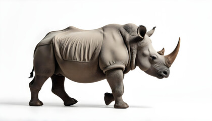 Obraz premium rhinoceros walking isolated on white background