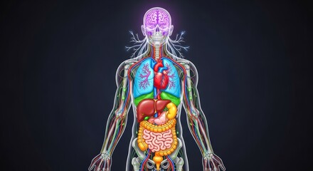 Fototapeta premium Human Anatomy: A Colorful Illustration of the Internal Organs and Systems