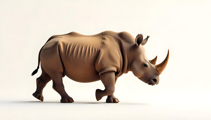Obraz premium rhinoceros walking isolated on white background