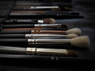 make up brushes and powder