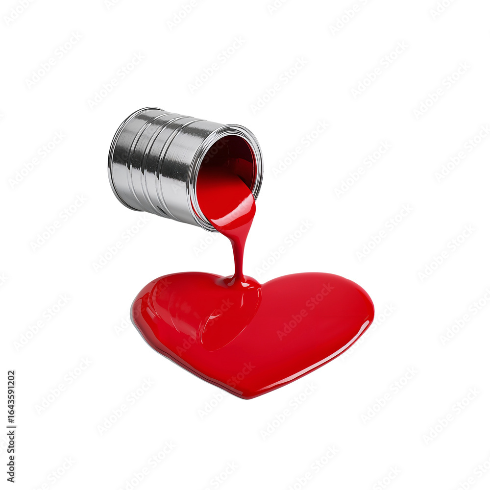 Poster symbolic representation of affection paint flowing into a heart shape isolated on a transparent area