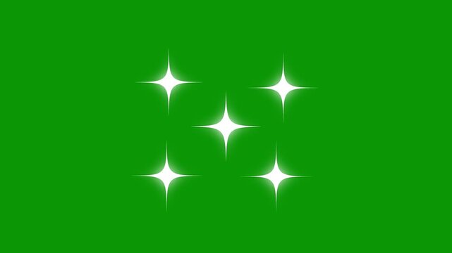 Twinkle star animation, Twinkling stars circle motion graphics with green screen background, Blinking retro vector stars and dots, twinkling starry night sky .4k animation