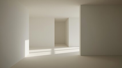 Empty modern room with soft light and shadows.
