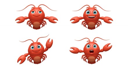 Cartoon lobster character expressions illustration