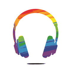 Colorful abstract headphones illustration in vibrant rainbow colors ,for music promotions, audio technology marketing and creative design projects 