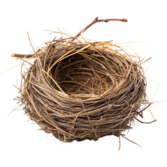 Obraz premium Empty bird nest made of twigs for natural home decoration and outdoor garden use in springtime