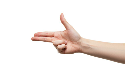 Hand gun gesture stock photo for creative projects and design needs on isolated black background image