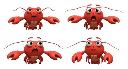 Fototapeta premium Cartoon lobster expressions