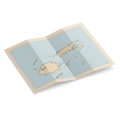 Obraz premium Folded paper map of Fiji island