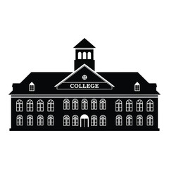Fototapeta premium Classic college building silhouette with tower and pediment