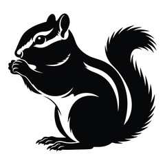 Stylized silhouette of a chipmunk eating a nut