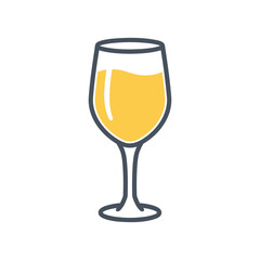 Simple vector illustration of a wine glass with yellow liquid.