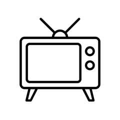 Retro television outline icon representing broadcasting and media (outline)