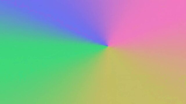 A blurred conical gradient blends pink, yellow, green, and blue hues.