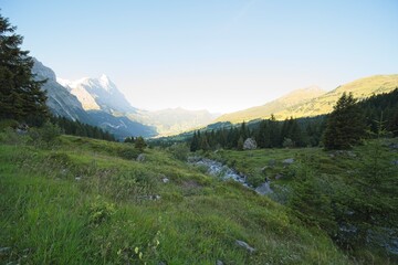 Grindelwald, Switzerland, view towards Grindelwald taken from the Gleckstein junction.