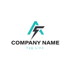 Letter A and F Monogram Logo with Lightning Bolt: Modern Initial Mark for Electrical, Technology, or Financial Business, Representing Speed, Energy, Power, and Tech Innovation