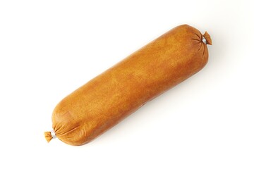 Fresh german liver sausage isolated on a white background. 