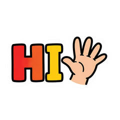 Fototapeta premium Cartoon hi greeting with waving hand isolated on transparent background