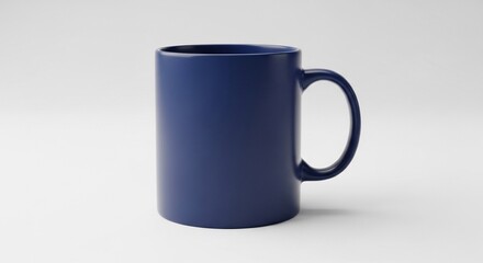 Navy Blue Coffee Mug Mockup, Minimalist Design on White Background