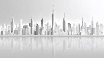 Fototapeta premium Urban Skyline Reflection in Grey over Water