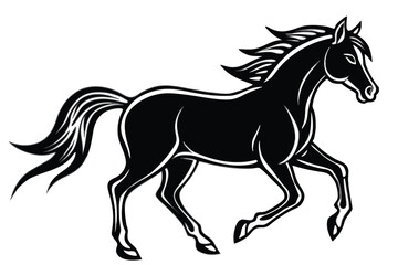 A silhouette of a running horse vector illustration.