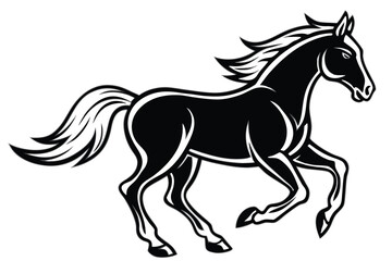 A silhouette of a running horse vector illustration.