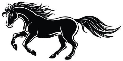 A silhouette of a running horse vector illustration.