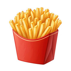 Golden French Fries in Red Cardboard Box PNG