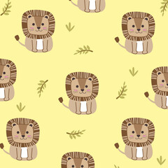 little cute cats lion seamless pattern vector cartoon design for kids apparel fullprint fabric