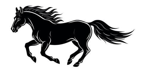 Obraz premium A silhouette of a running horse vector illustration.
