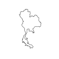 Outline map of Thailand border silhouette