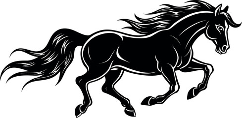 A silhouette of a running horse vector illustration.