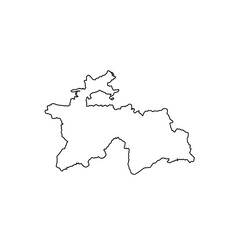 Obraz premium Map outline of Tajikistan border shape